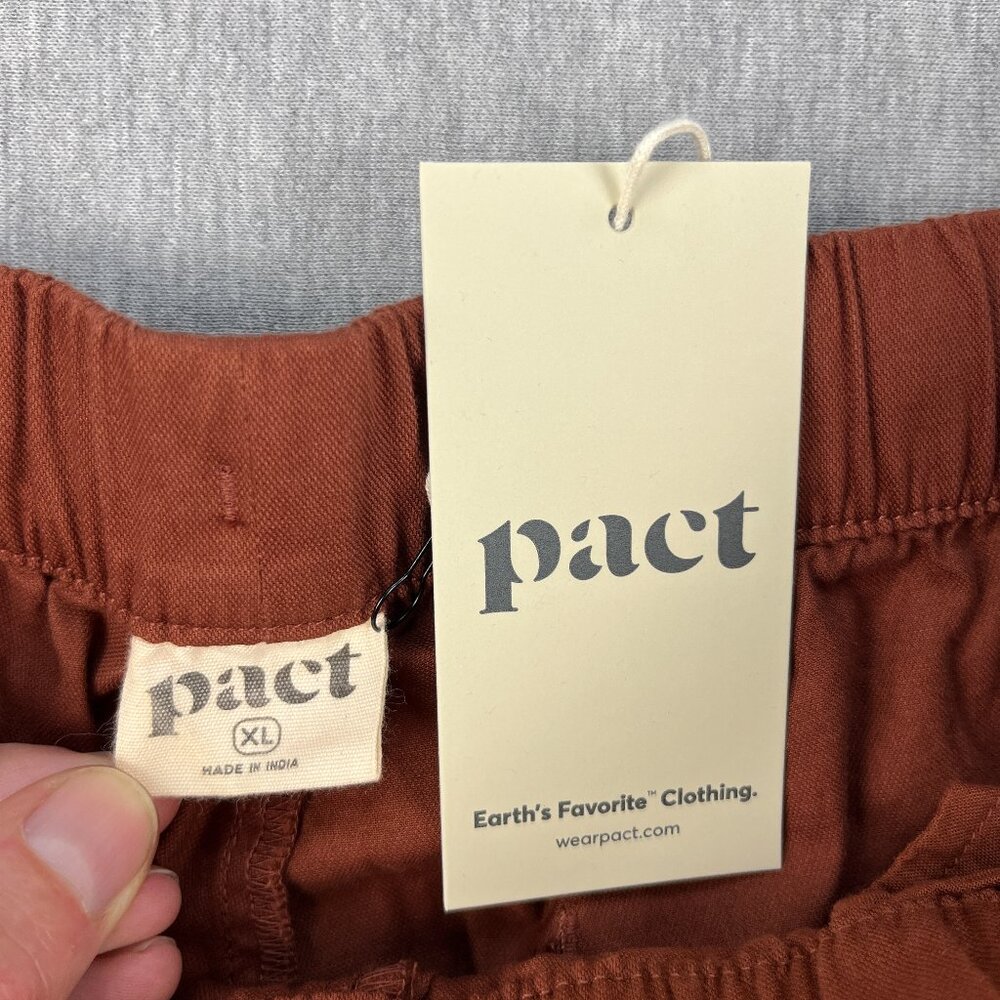 Pact Organic Daily Twill Pants Womens XL Terra Cotta Brown Elastic Waistband NEW - Picture 7 of 14